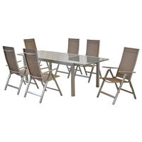GARTENSET 7-teilig Aluminium 7-teilig  - Taupe/Silberfarben, MODERN, Textil/Metall - Gardenson