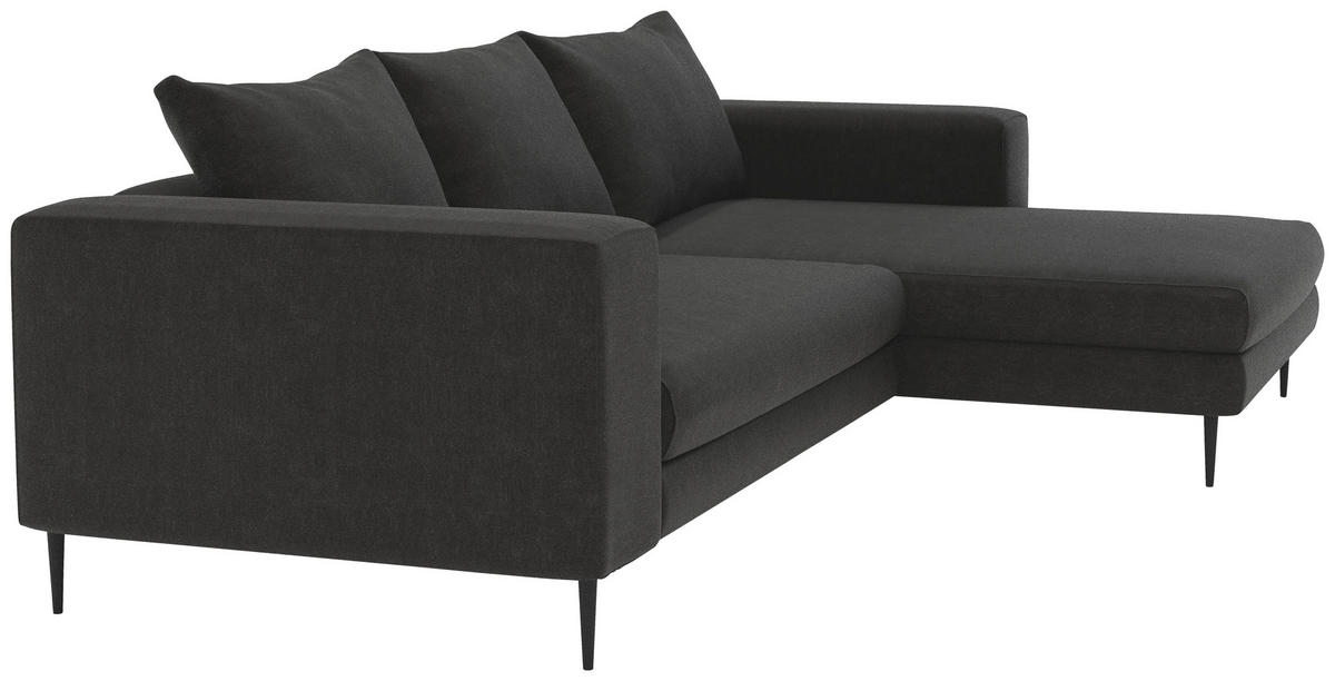 ECKSOFA in Struktur Graphitfarben  - Schwarz/Graphitfarben, Modern, Textil/Metall (325/170cm) - Trendmanufaktur