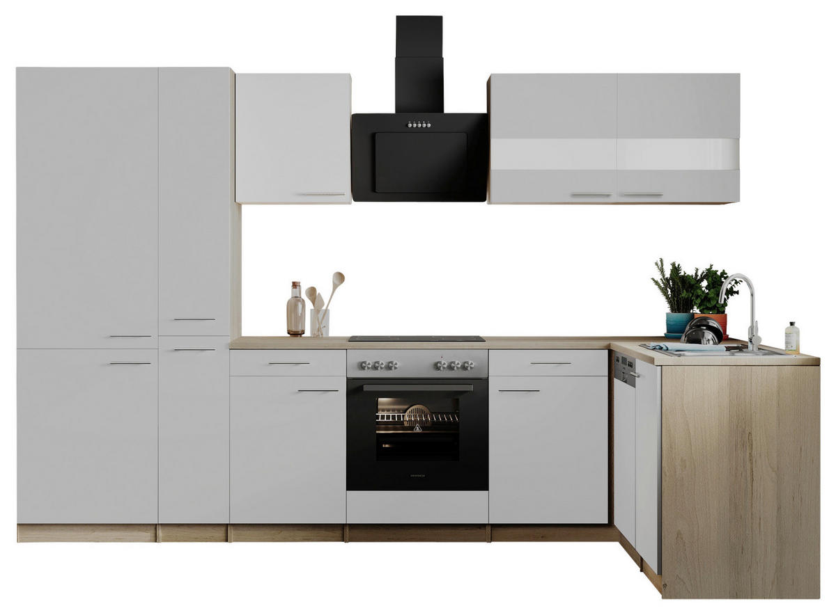 HÖRNKÖK 310/172 cm  i vit  - stålfärgad/vit, Basics, metall/trämaterial (310/172cm) - Respekta