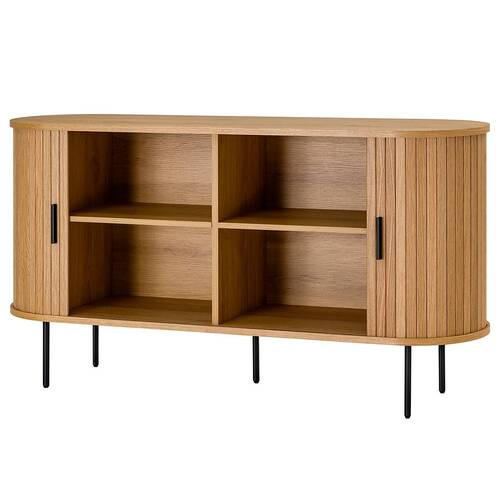 SIDEBOARD svart, ekfärgad  140/76/40 cm  - svart/ekfärgad, Lifestyle, metall/trämaterial (140/76/40cm)