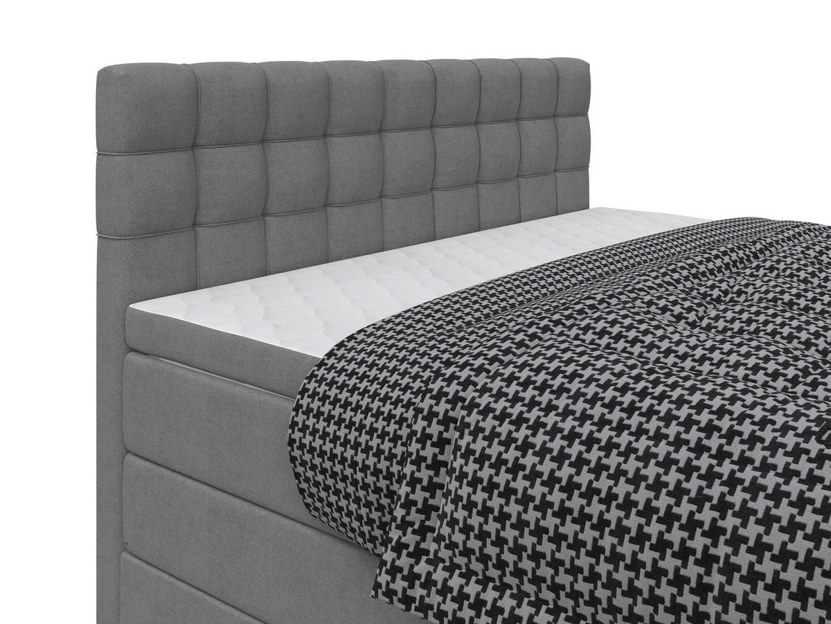 BOXSPRINGBETT 200/200 cm,  in Grau, Bettkasten, Topper, Matratzen, H3 = fest  - Schwarz/Grau, KONVENTIONELL, Kunststoff/Textil (200/200cm) - Boxxx