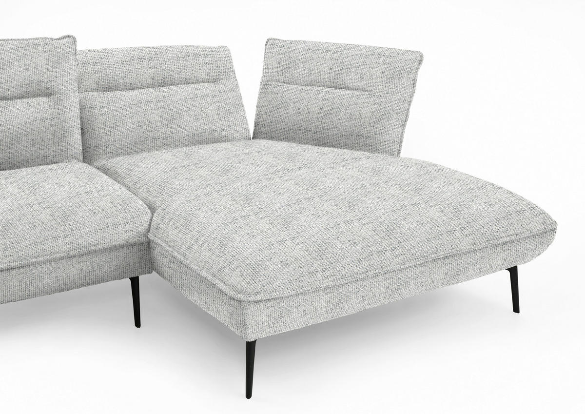 ECKSOFA in Flachgewebe Hellgrau  - Hellgrau/Schwarz, Design, Textil/Metall (339/153cm) - Moderano