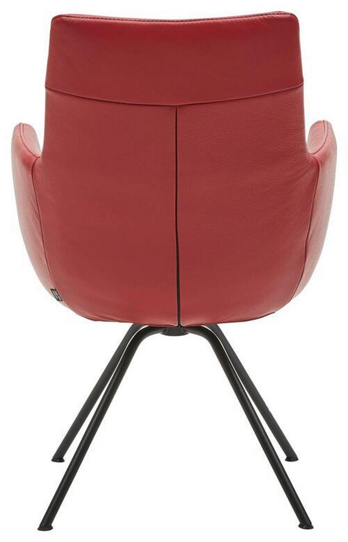 ARMLEHNSTUHL  in Echtleder  - Schwarz/Dunkelrot, Design, Leder/Metall (60/90/61cm) - Dieter Knoll