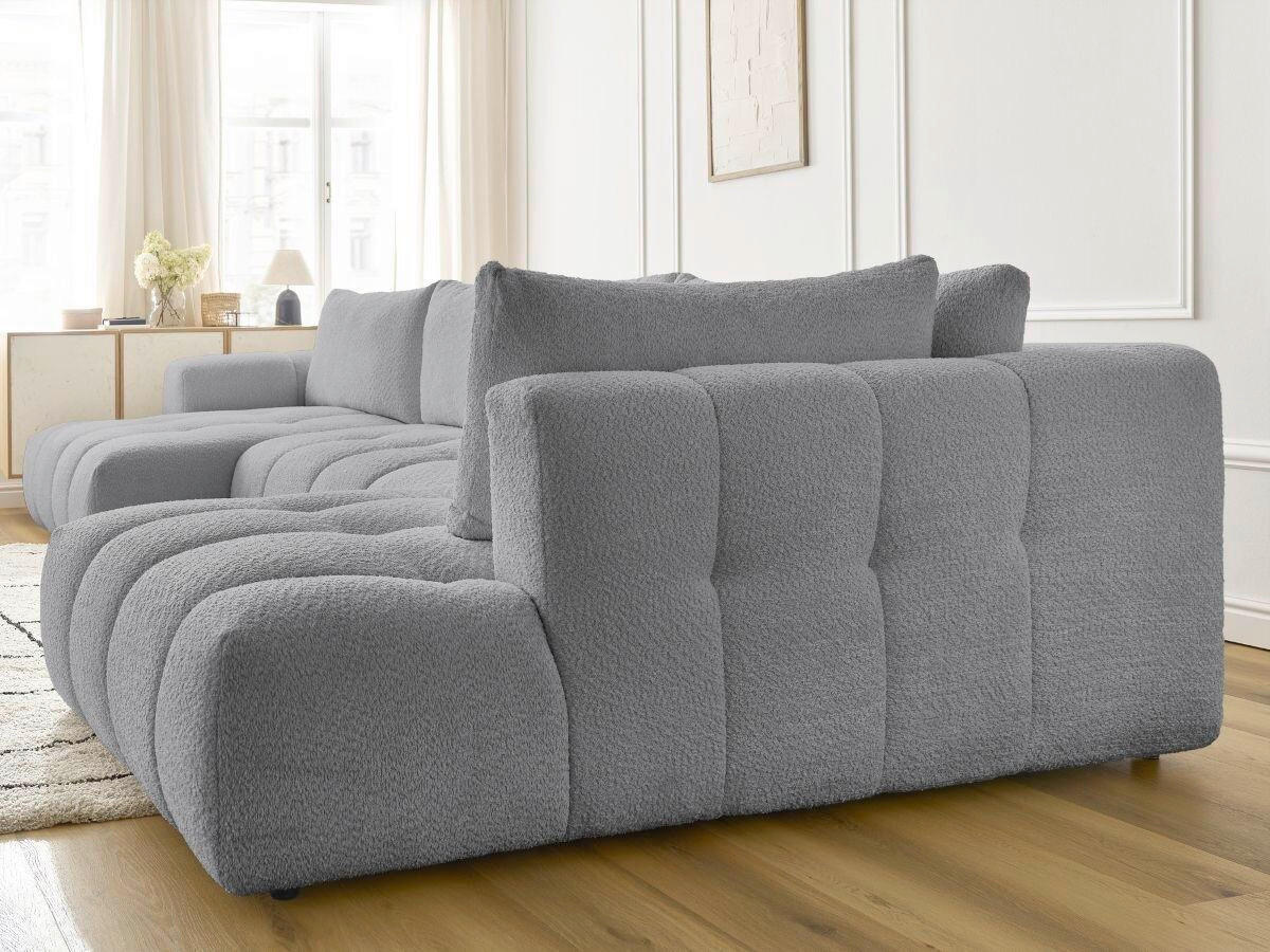 WOHNLANDSCHAFT  FUJI  Dunkelgrau Bouclé  - Dunkelgrau/Schwarz, MODERN, Kunststoff/Textil (160/377/204cm)