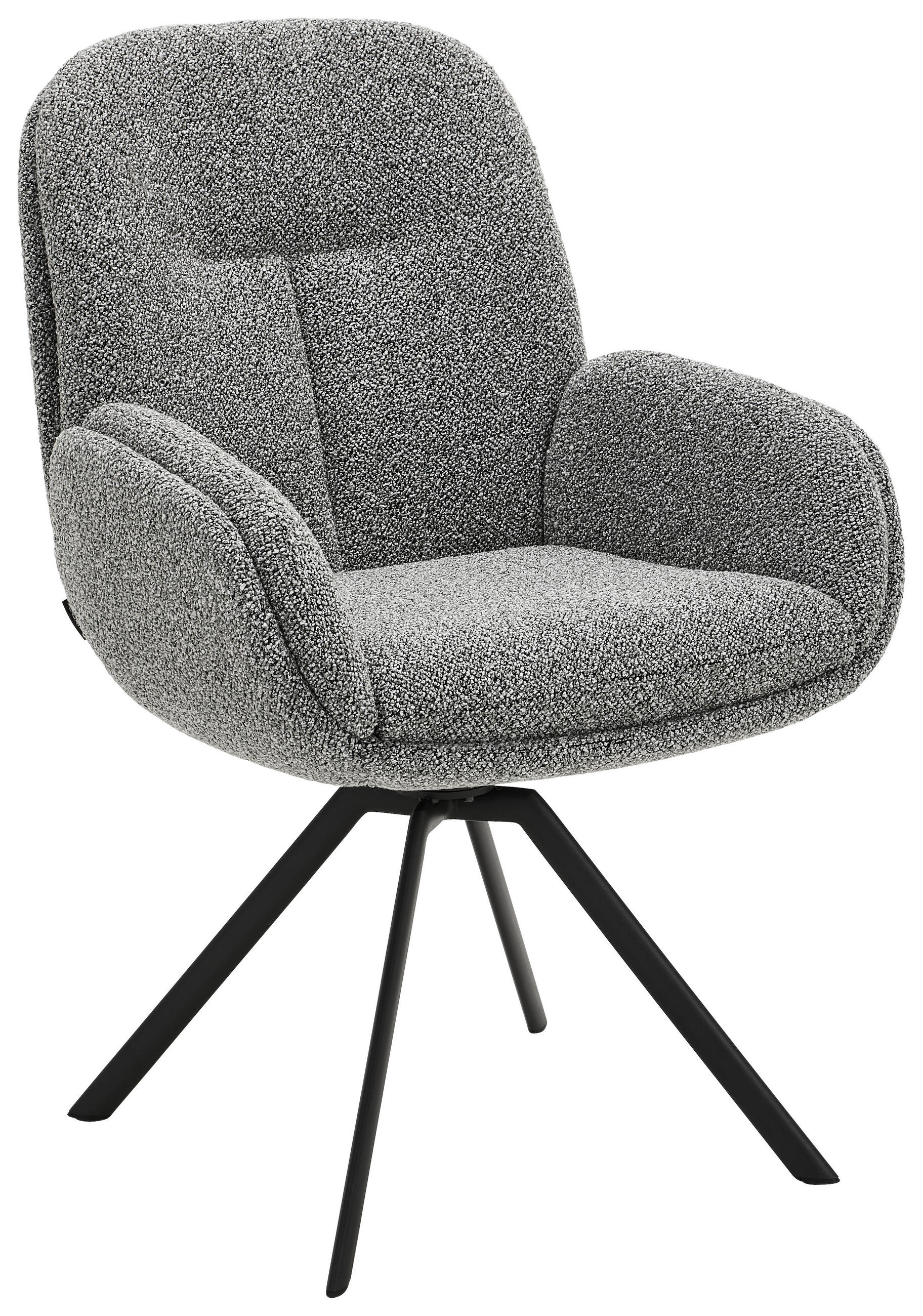 ARMLEHNSTUHL  Lederauswahl, Stoffauswahl, Sitzfläche 360° drehbar, Gestellauswahl Struktur  - Anthrazit/Grau, Design, Textil/Metall (59/91/63cm) - Venjakob