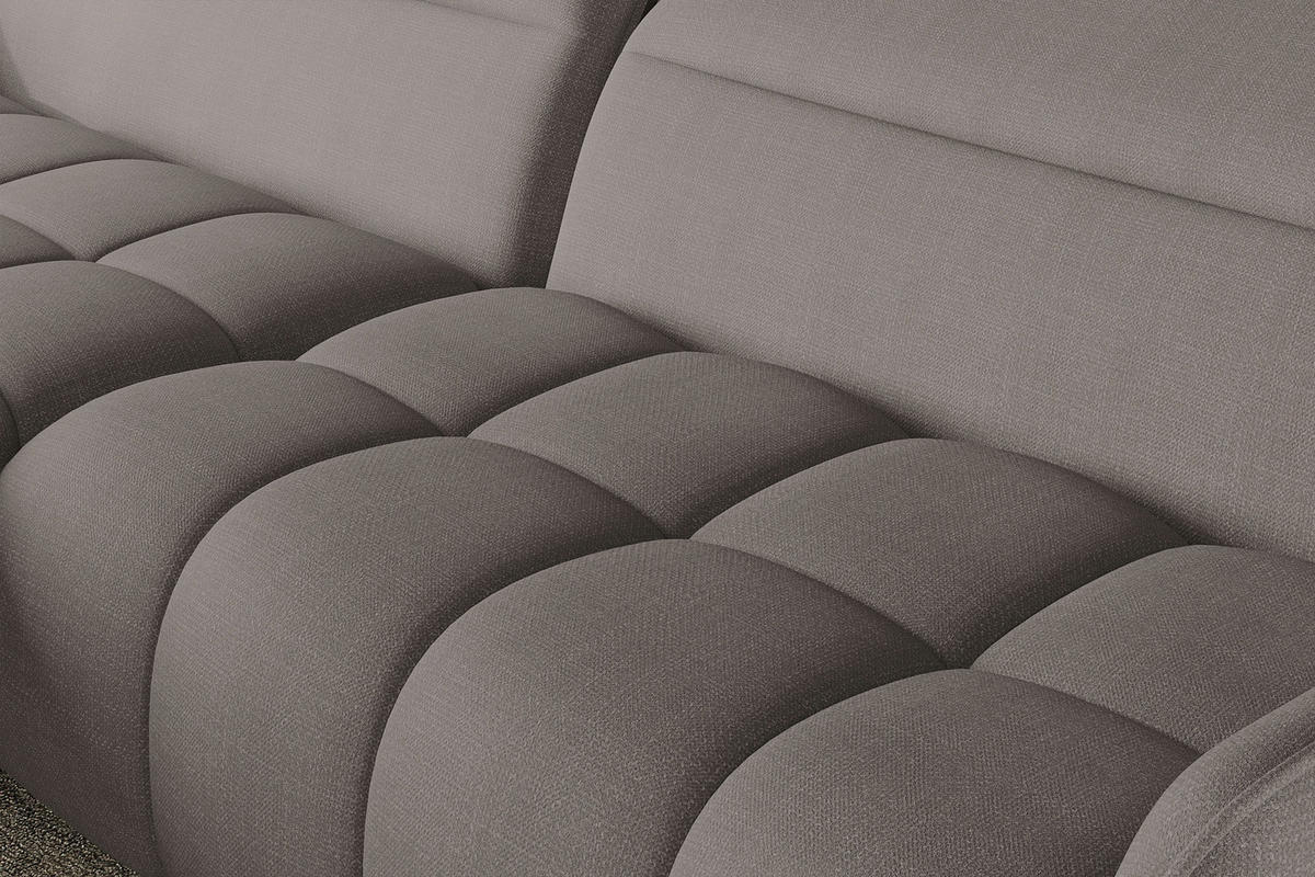 ECKSOFA Taupe Flachgewebe Rücken echt, Kopfteilverstellung, Sitztiefenverstellung  - Taupe/Schwarz, KONVENTIONELL, Textil/Metall (175/272cm) - Carryhome