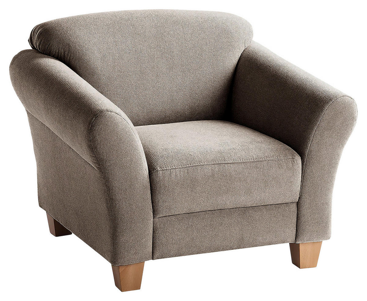 SESSEL in Flachgewebe Taupe  - Taupe/Naturfarben, Konventionell, Holz/Textil (101/84/89cm) - Sit & More