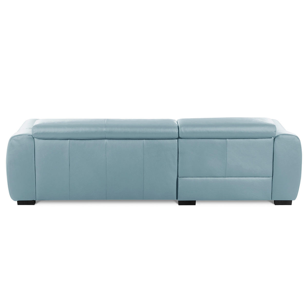 ECKSOFA AVEIRO Hellblau Echtleder Bettkasten, Kopfteilverstellung, Sitzvorzug  - Schwarz/Hellblau, Design, Leder/Kunststoff (177/274cm) - Livetastic