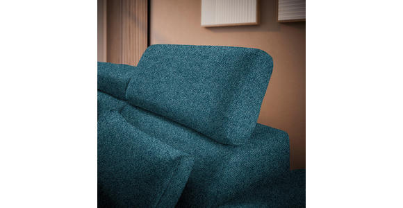 ECKSOFA in Velours Petrol  - Petrol/Schwarz, Design, Textil/Metall (264/299cm) - Novel