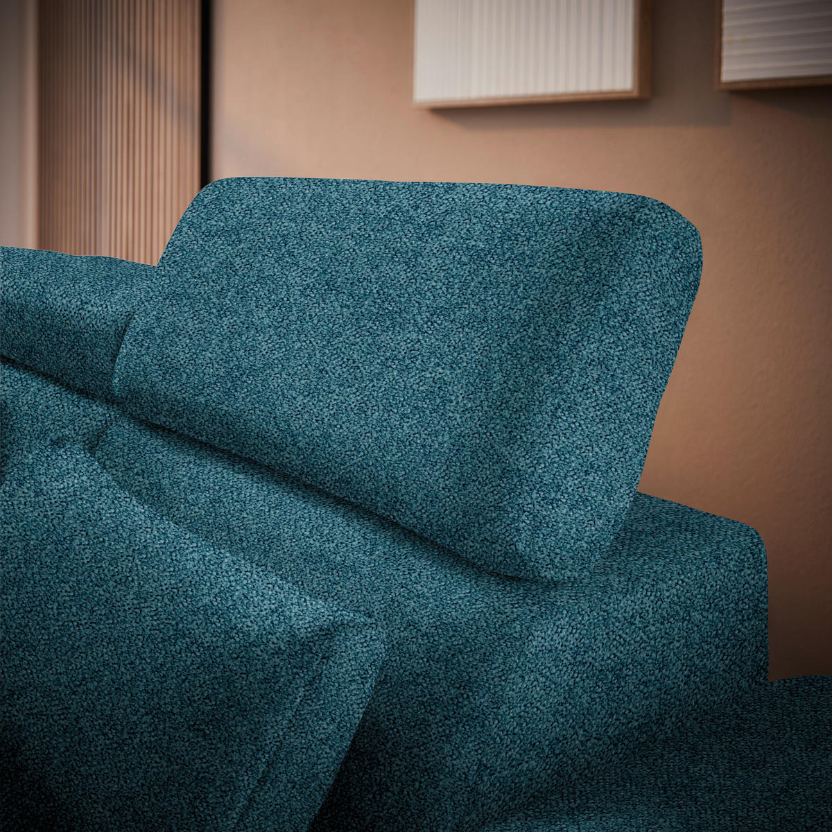 ECKSOFA in Velours Petrol  264/299 cm  - Petrol/Schwarz, Design, Textil/Metall (264/299cm) - Novel