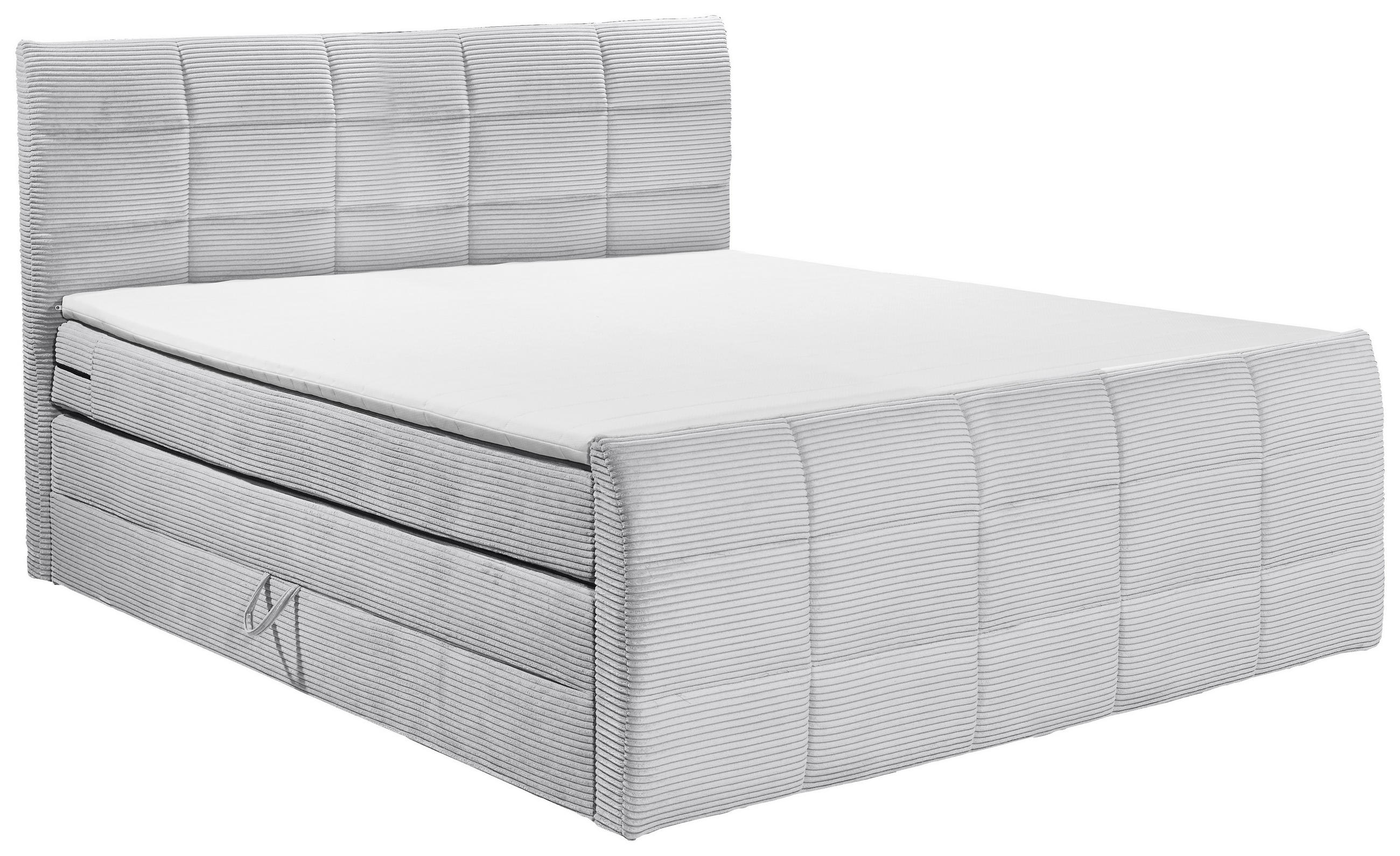 BOXSPRINGBETT 180/200 cm  in Hellgrau  - Hellgrau/Schwarz, MODERN, Holzwerkstoff/Kunststoff (180/200cm) - MID.YOU