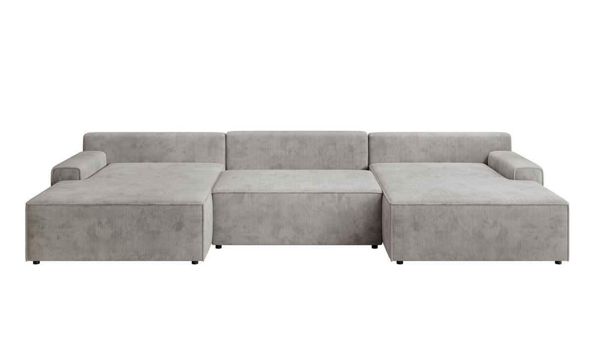 WOHNLANDSCHAFT CHALLENGE Grau Cord  - Schwarz/Grau, MODERN, Kunststoff/Textil (168/333/168cm) - Trendmanufaktur