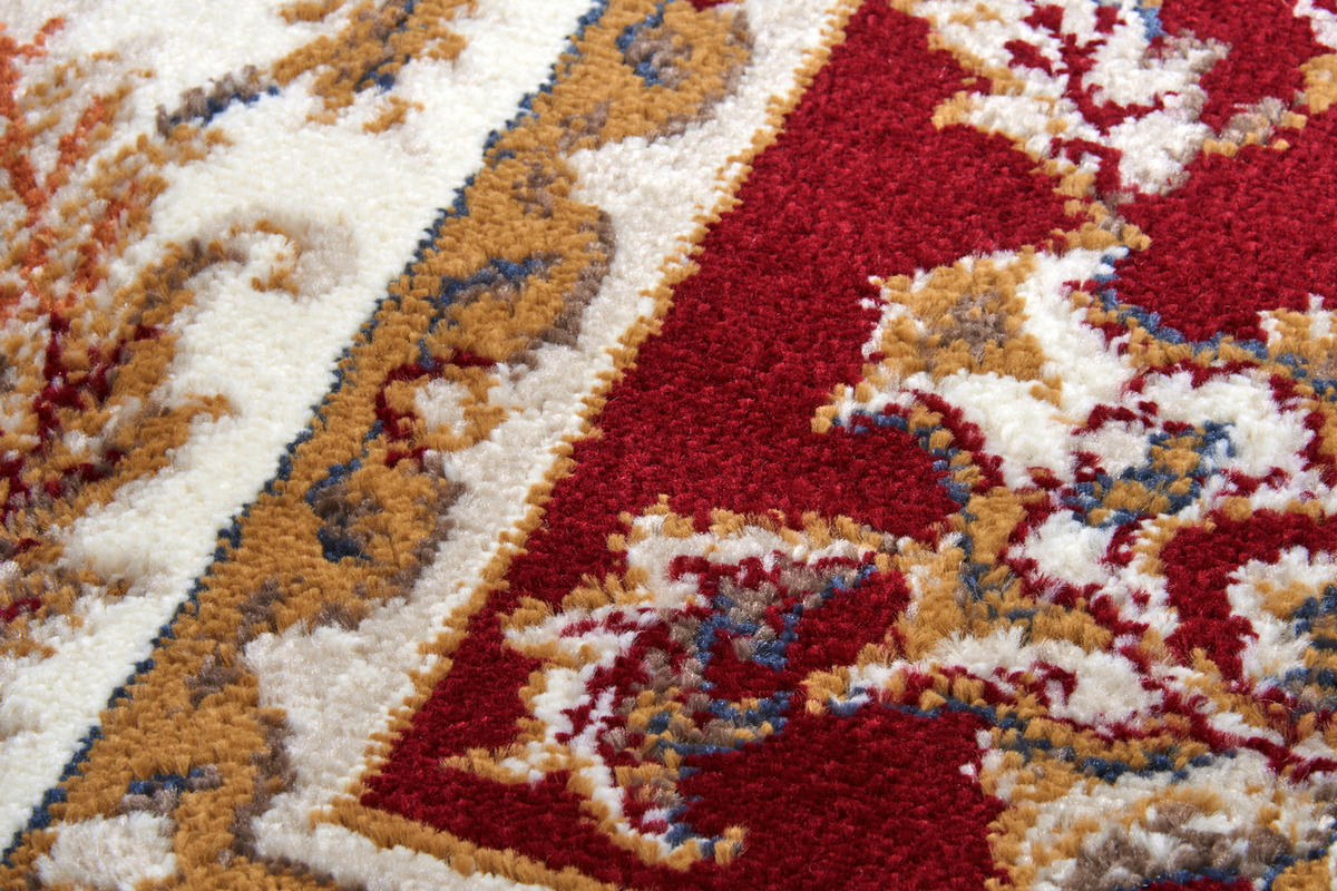 FLACHWEBETEPPICH 140/200 cm Luxor Creme, Rot  - Rot/Creme, Design, Kunststoff/Textil (140/200cm)