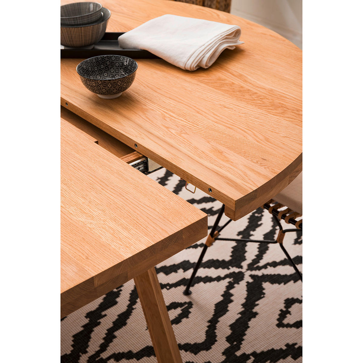 ESSTISCH in Holz 120-160/120/75 cm  - Wildeiche, Natur, Holz (120-160/120/75cm) - home24