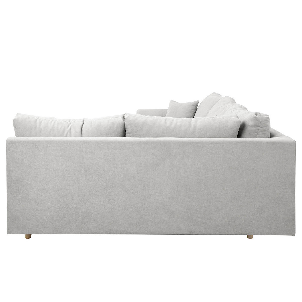 ECKSOFA inkl. Hocker Ariella Hellgrau Mikrofaser  - Hellgrau/Naturfarben, Design, Holz/Textil (161/231cm) - Livetastic