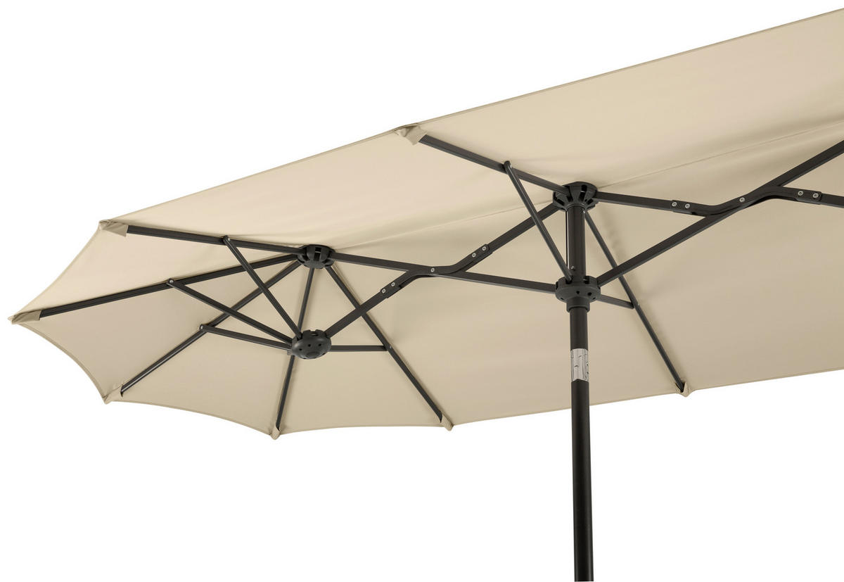 DOPPELSONNENSCHIRM 300 cm Naturfarben  - Anthrazit/Naturfarben, Basics, Textil/Metall (300/220/150cm) - Schneider