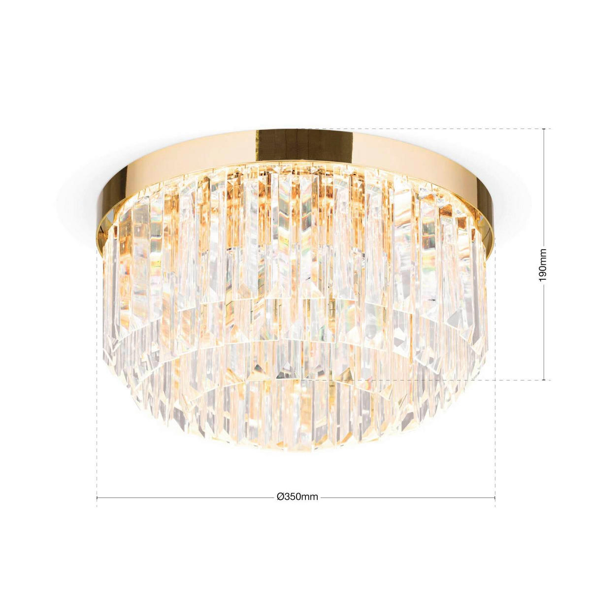 KRISTALL-DECKENLEUCHTE Prism 35/19 cm   - Goldfarben, LIFESTYLE, Glas/Metall (35/19cm)