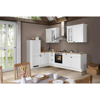 ECKKÜCHE 185,4/290 cm  Weiss  - Weiss/Eichefarben, Basics, Glas/Holzwerkstoff (185,4/290cm) - Impuls