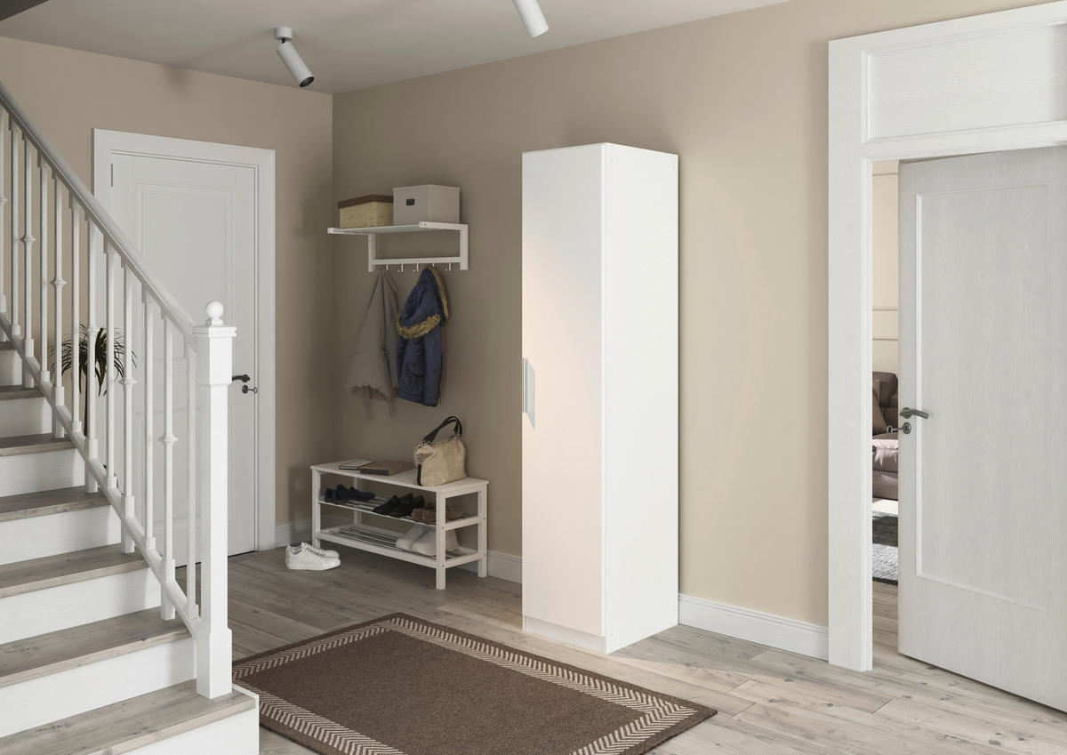 DREHTÜRENSCHRANK 47/210/54 cm,  in Weiß, 1-türig  - Alufarben/Weiß, KONVENTIONELL, Holzwerkstoff/Kunststoff (47/210/54cm) - home24