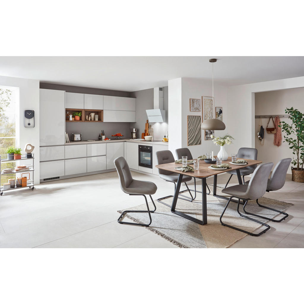Thumbnail - Celina Home Esstisch Rom, Schwarz, Eiche dunkel, Metall, Holzwerkstoff, rechteckig, Kufe, 95x76x180-230 cm, ausziehbar, ...