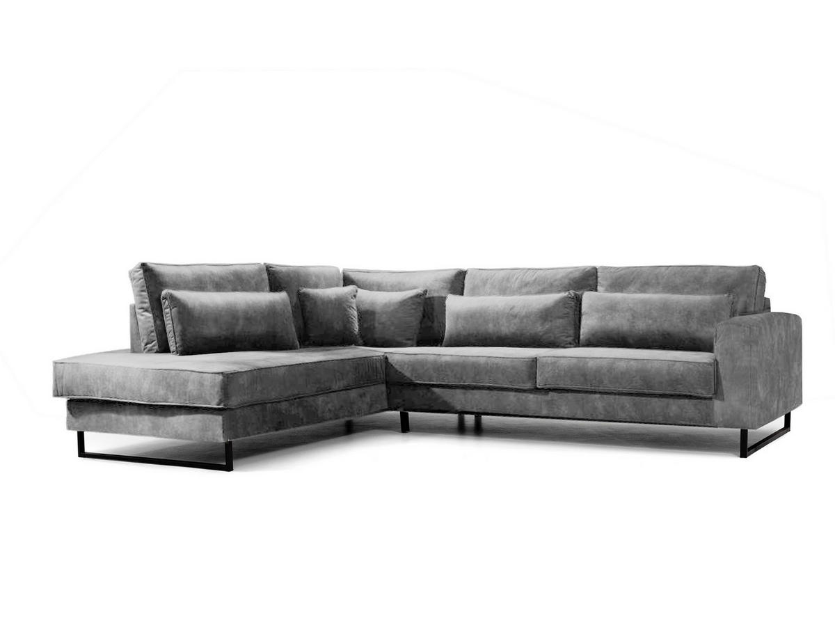 ROHOVÁ SEDAČKA, textil, kompozitné drevo, sivá - čierna/sivá, Konventionell, kov/kompozitné drevo (284/253cm) - Livetastic