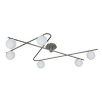 DECKENLEUCHTE 120/73/21 cm  - Weiß/Nickelfarben, Trend, Glas/Metall (120/73/21cm) - Collett's Monde
