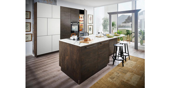 EINBAUKÜCHE - Eichefarben/Weiß, Design, Holzwerkstoff - Dieter Knoll