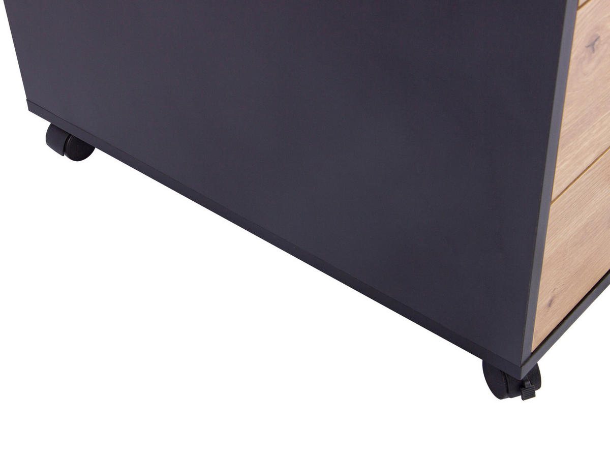 ROLLCONTAINER Schwarz, Eiche Artisan  - Schwarz/Eiche Artisan, MODERN, Holzwerkstoff/Kunststoff (43/56/60cm) - Livetastic