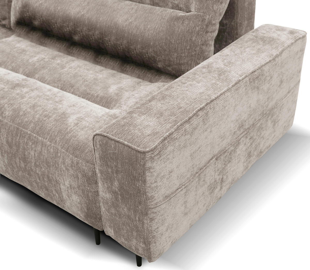 ECKSOFA PABLO Beige Struktur Rückenkissen, Bettkasten  - Beige/Schwarz, Design, Holz/Textil (160/260cm) - MID.YOU