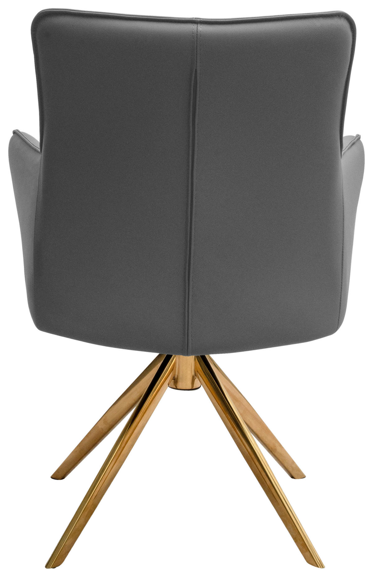 ARMLEHNSTUHL  Sitzfläche 360° drehbar, inklusive Armlehnen  Echtleder  Grau, Goldfarben  - Goldfarben/Grau, Design, Leder/Metall (60/89/64cm) - Novel