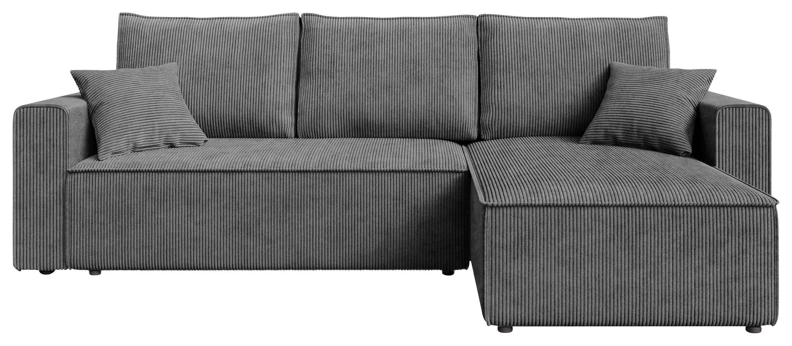 ECKSOFA Dunkelgrau Cord  - Dunkelgrau/Schwarz, KONVENTIONELL, Kunststoff/Textil (232/143cm) - Carryhome