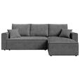 ECKSOFA Dunkelgrau Cord  - Dunkelgrau/Schwarz, KONVENTIONELL, Kunststoff/Textil (241/138cm) - Carryhome