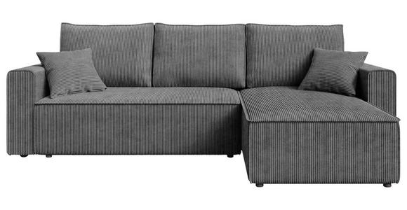 ECKSOFA Dunkelgrau Cord  - Dunkelgrau/Schwarz, KONVENTIONELL, Kunststoff/Textil (241/138cm) - Carryhome
