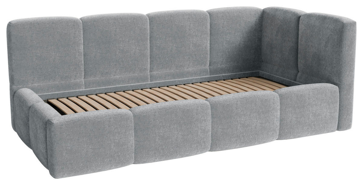 POLSTERBETT 90/200 cm,  in Silberfarben, Lattenrost, Bettkasten,  - Silberfarben/Schwarz, Design, Holz/Textil (90/200cm) - Chameo