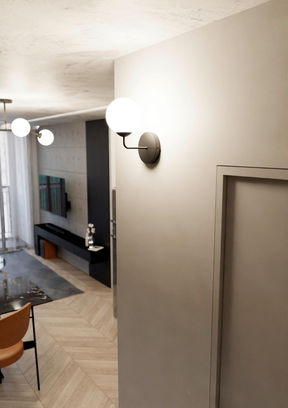 WANDLEUCHTE  14/14/17 cm    - Schwarz, KONVENTIONELL, Glas/Metall (14/14/17cm)