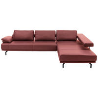ECKSOFA Weinrot Echtleder  - Anthrazit/Weinrot, Design, Leder/Metall (325/255cm) - Dieter Knoll