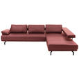 ECKSOFA  in Echtleder Weinrot  - Anthrazit/Weinrot, Design, Leder/Metall (325/255cm) - Dieter Knoll