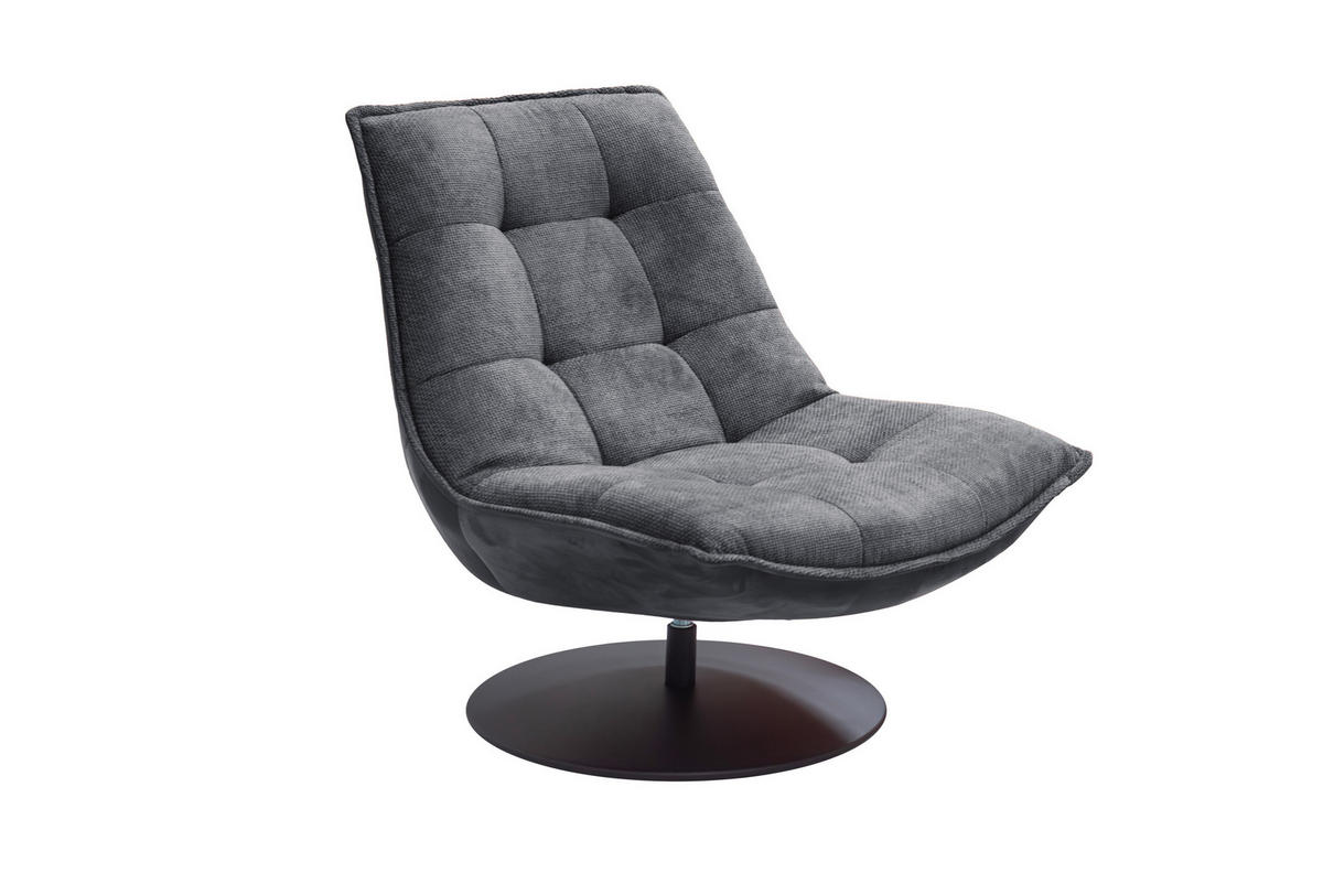 SESSEL in Struktur, Velours Anthrazit  - Anthrazit/Schwarz, Design, Textil/Metall (94/97/106cm) - Livetastic