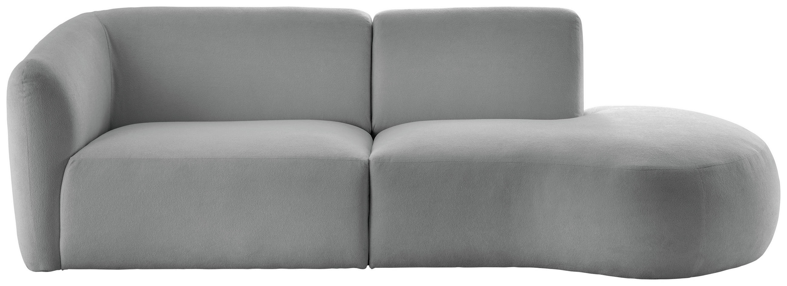 ECKSOFA Jesi Silberfarben Mikrofaser  - Silberfarben/Schwarz, MODERN, Kunststoff/Textil (238/107cm) - Livetastic