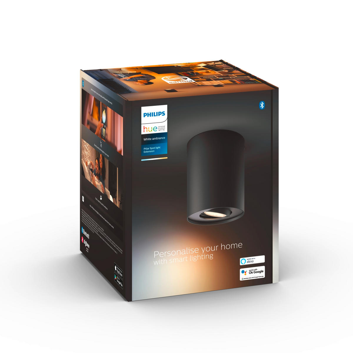 LED-STRAHLER Pillar 10,3/12/10,3 cm  - Schwarz, Basics, Metall (10,3/12/10,3cm) - Philips HUE