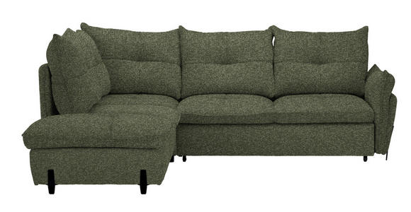 ECKSOFA in Bouclé Olivgrün  - Schwarz/Olivgrün, Design, Textil/Metall (220/250cm) - Xora