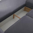 ECKSOFA Dunkelgrau Cord  - Dunkelgrau/Buchefarben, Design, Holz/Textil (271/165cm) - Carryhome
