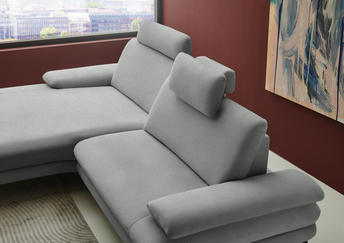 ECKSOFA Chenille, Flachgewebe Grau  - Schwarz/Grau, Design, Textil/Metall (180/284cm) - Dieter Knoll