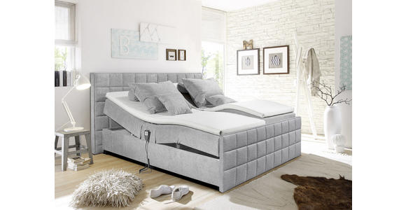 POLSTERBETT Webstoff Hellgrau gepolstertes Kopfteil, Topper, motorische Verstellbarkeit - Hellgrau/Schwarz, Design, Kunststoff/Textil (180/200cm) - Esposa