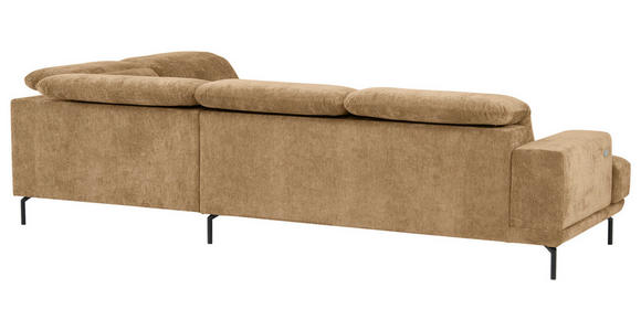 ECKSOFA Hellbraun Chenille Kopfteilverstellung, Sitztiefenverstellung  - Hellbraun/Schwarz, Design, Textil/Metall (307/243cm) - Xora