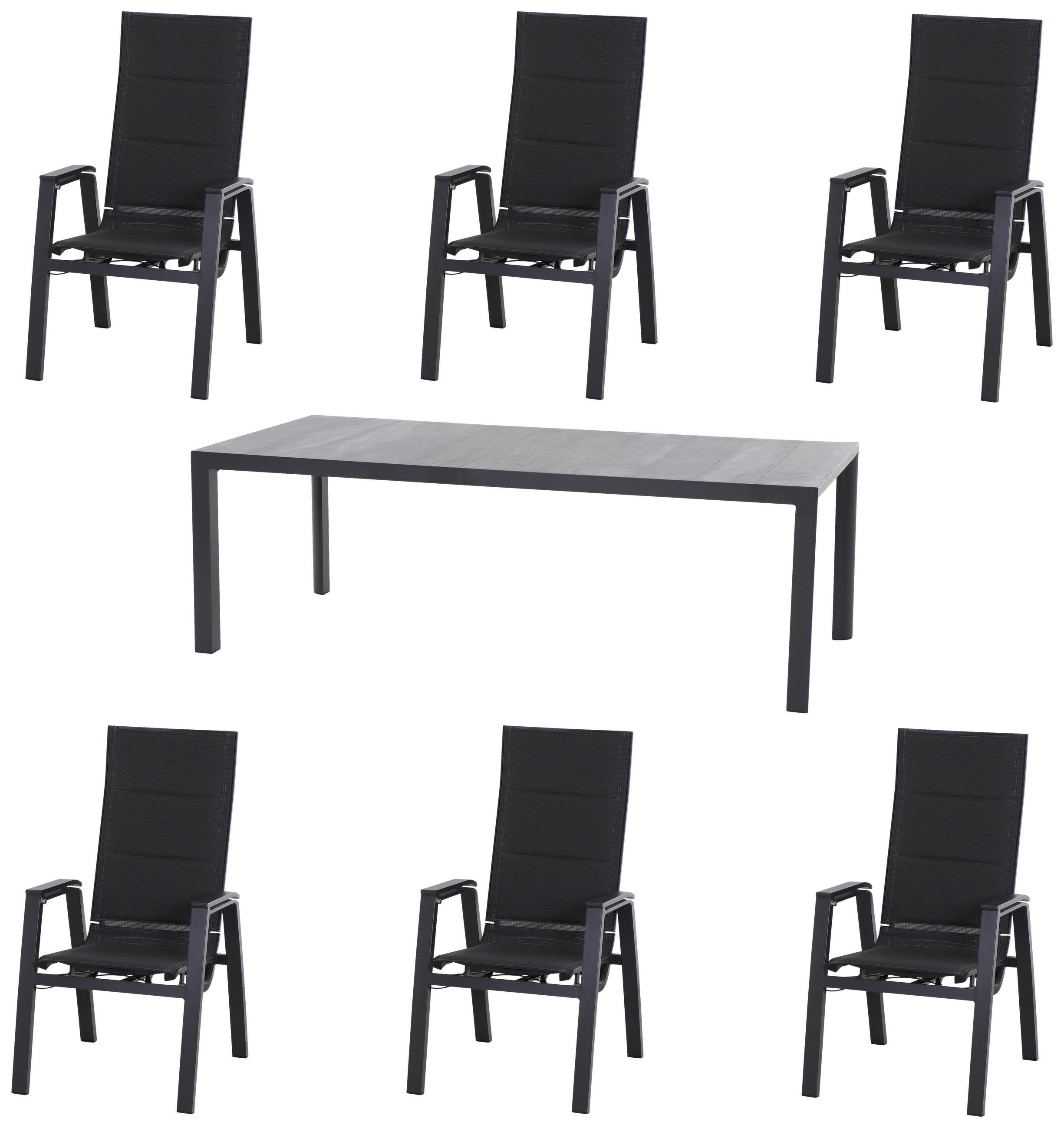 GARTENGARNITUR 7-teilig Aluminium  - Anthrazit, Basics, Keramik/Kunststoff (100/110/220cm) - Siena Garden