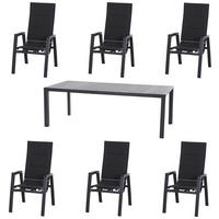 GARTENGARNITUR 7-teilig  - Anthrazit, Basics, Keramik/Kunststoff (100/110/220cm) - Siena Garden