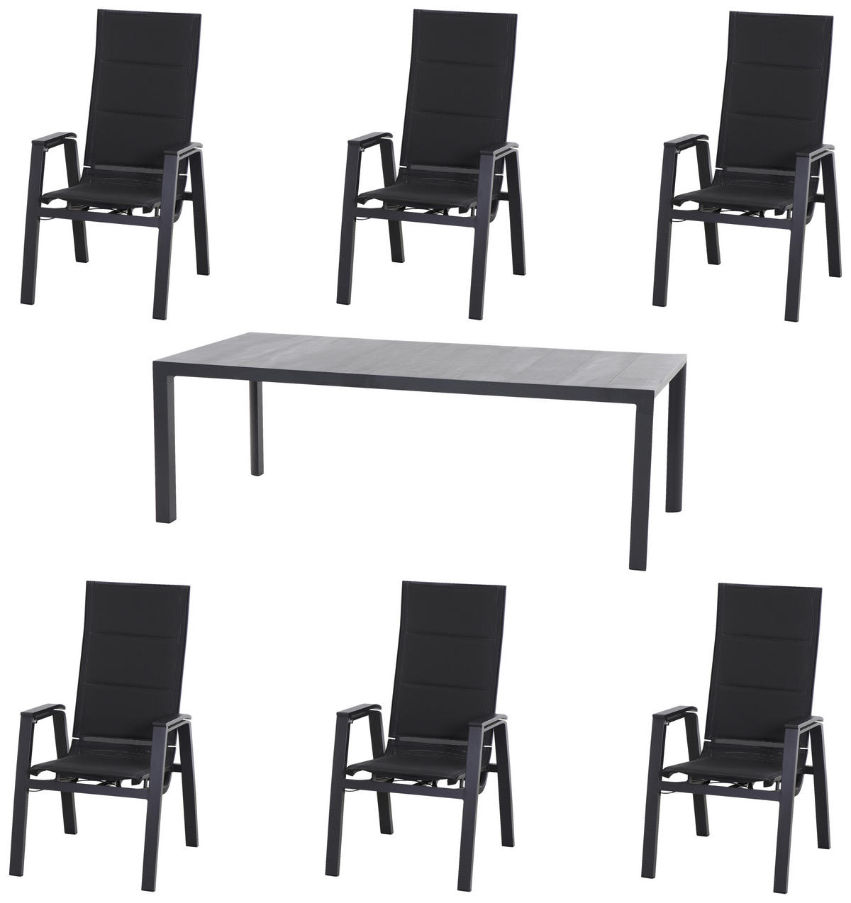 GARTENGARNITUR 7-teilig  - Anthrazit, Basics, Keramik/Kunststoff (100/110/220cm) - Siena Garden