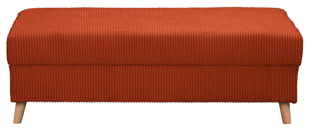 ECKSOFA inkl. Hocker Ariella in Cord Rostfarben  161/231 cm  - Rostfarben/Naturfarben, Design, Holz/Textil (161/231cm) - Livetastic