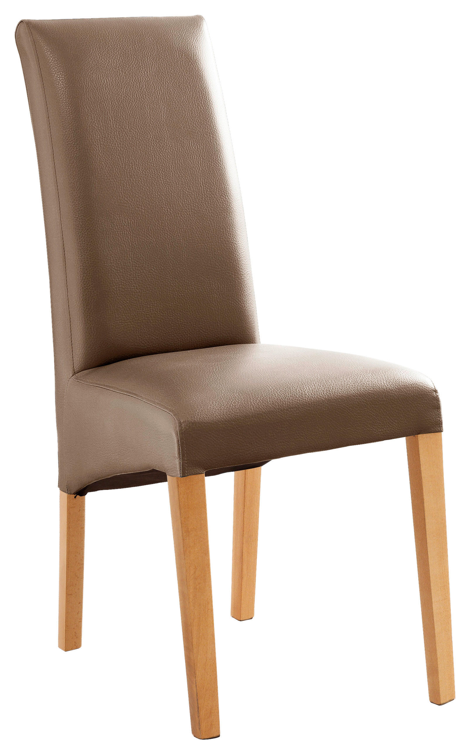 STUHL Lederlook Buchefarben, Cappuccino  - Buchefarben/Cappuccino, KONVENTIONELL, Holz/Textil (47/102/57cm) - Carryhome